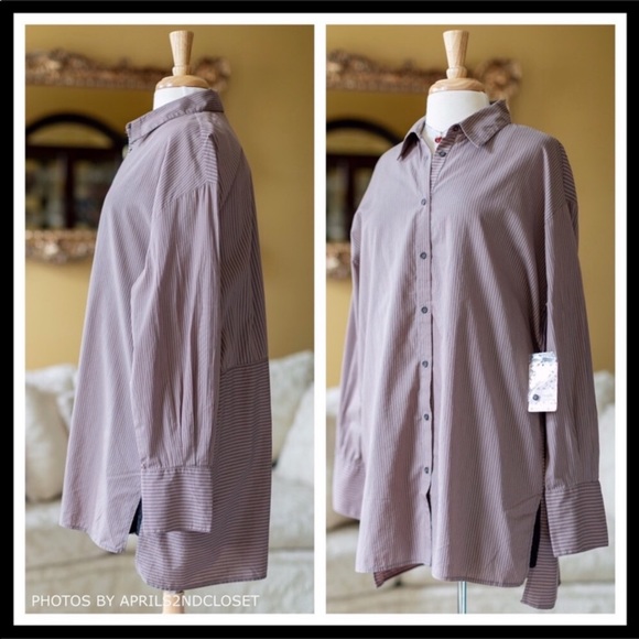 FREE PEOPLE BUTTON DOWN TUNIC SHIRT - Picture 2 of 8